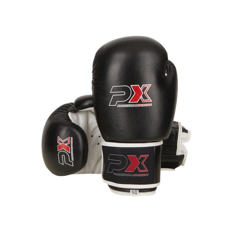 Boxhandschuhe PX schwarz-weiss Leder - Einzelstück