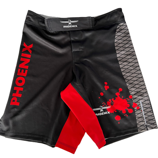 PHOENIX MMA Shorts schwz-rot-grau, Strech - Einzelstück