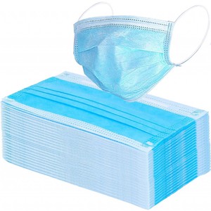50er Pack Gesichtsmaske, Einweg, weiß-blau