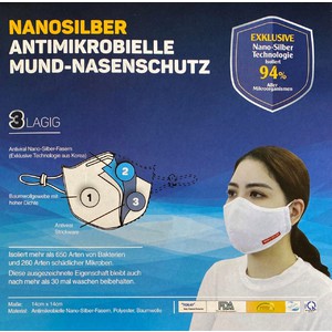 2er Pack Gesichtsmaske NANO SILVER, weiß
